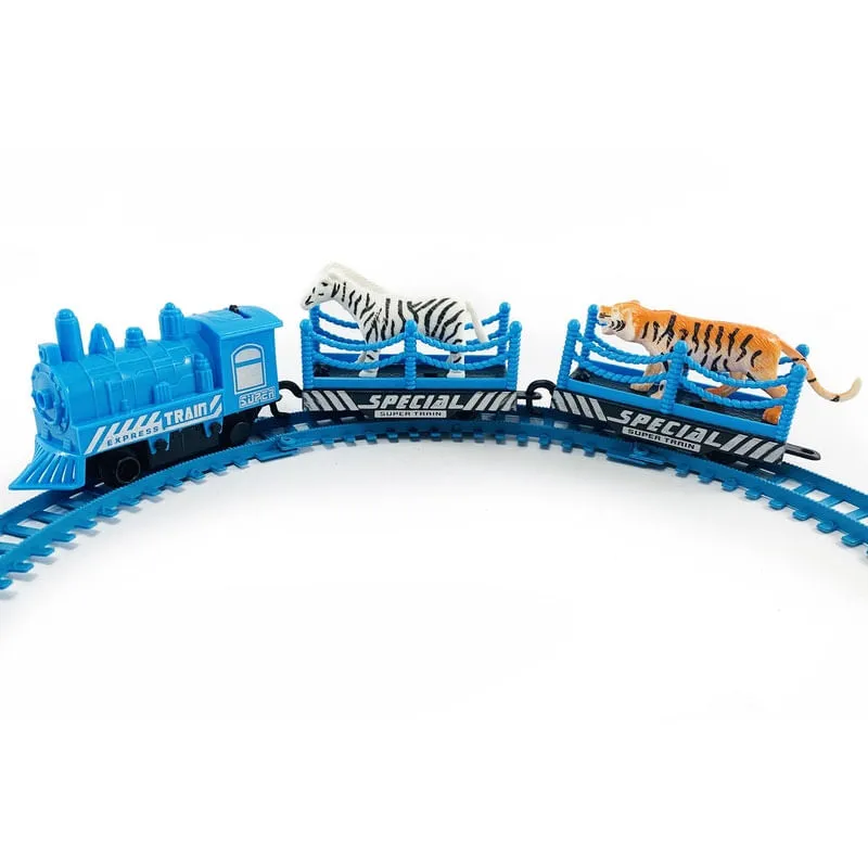 Trenzinho Trem Elétrico Ferrovia Azul Coleção Animais Kids