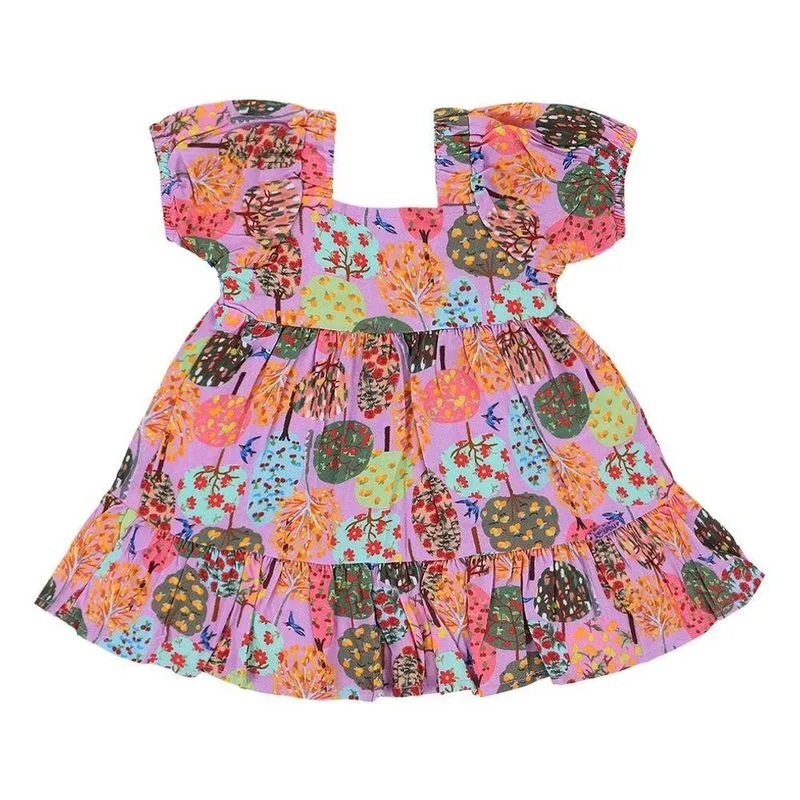 Vestido Bebê Kookabu Estampa Amazing Árvores G Rosa (MP)