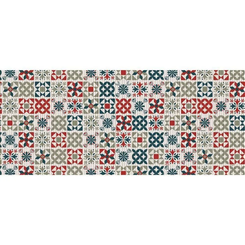Tapete Antiderrapante Tropical Azulejos Colorido 0,43x0,65m Kapazi - Kapazi