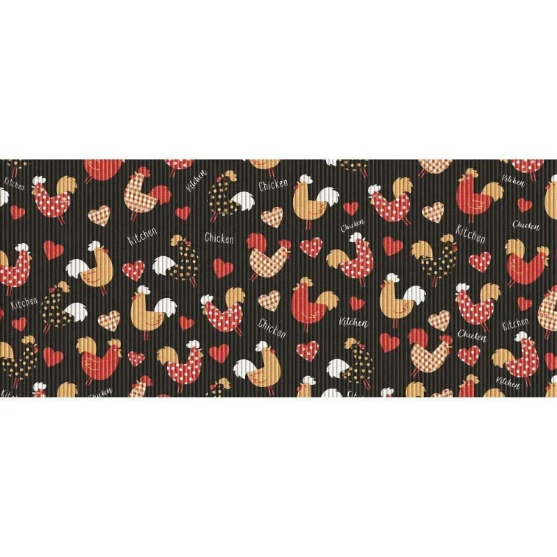 Tapete Antiderrapante Tropical Galinhas Black 0,43x0,65m
