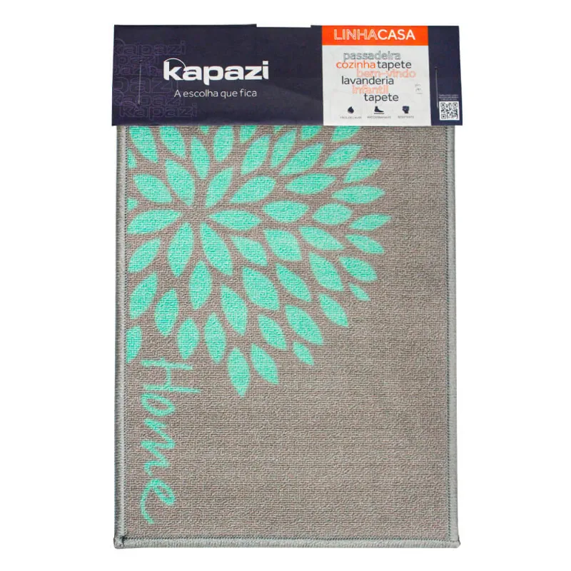 Tapete para Entrada Kapazi Home Bem Vindo 40CMX60CM Cinza - Kapazi