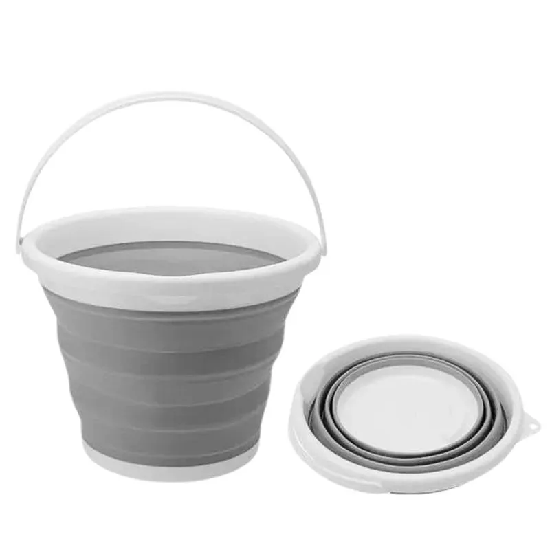 Balde drobavel retratil 10lt silicone multi uso com alça flexivel pratico