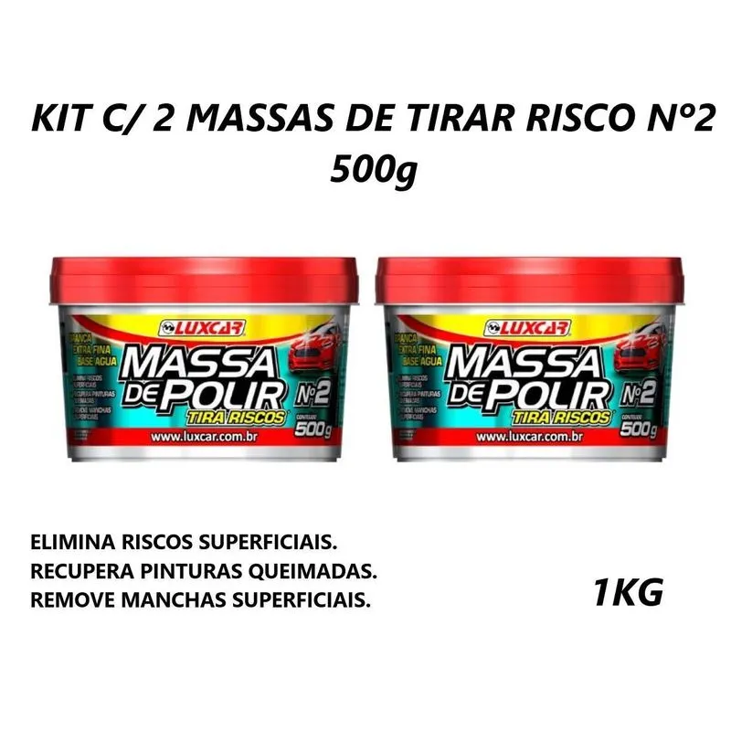 2x Massa Polir Tira Elimina Riscos Remove Manchas Automotiva