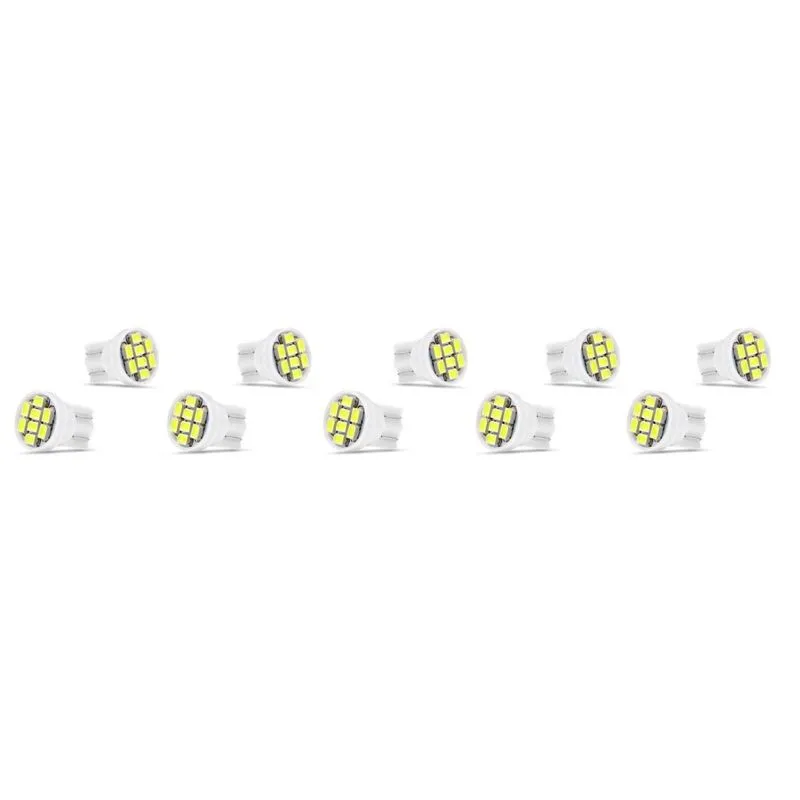 10x Lâmpada Automotiva T10 Cabeça Reta 8led 12v Super Branca