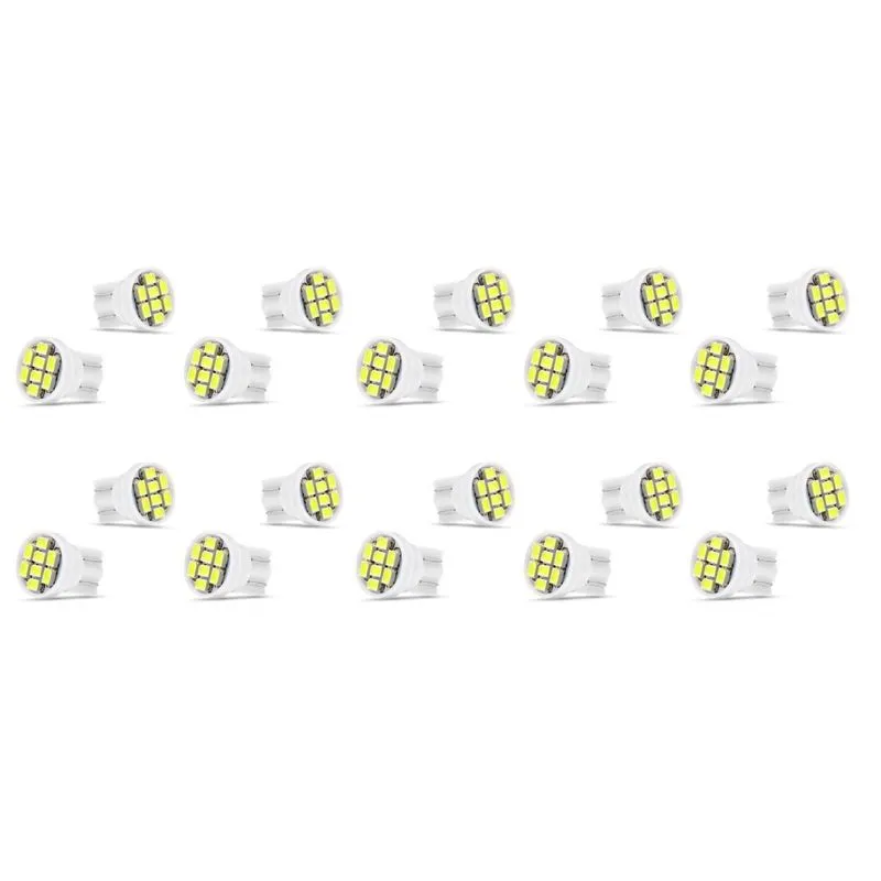 20x Lâmpada Automotiva T10 Cabeça Reta 8led 12v Super Branca