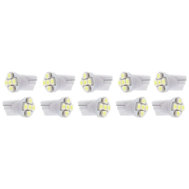 10x Lâmpada Automotiva T10 Cabeça Reta 5led 12v Super Branca