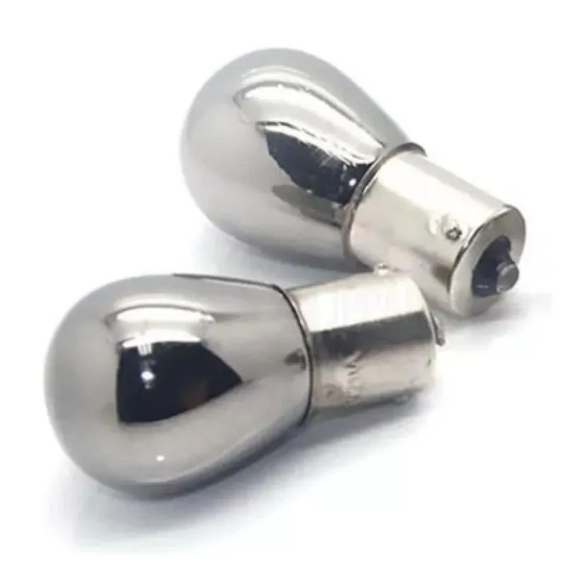 2x Lâmpada Halógena Cromo 1 Pólo 12v 21w Ba15s Amber
