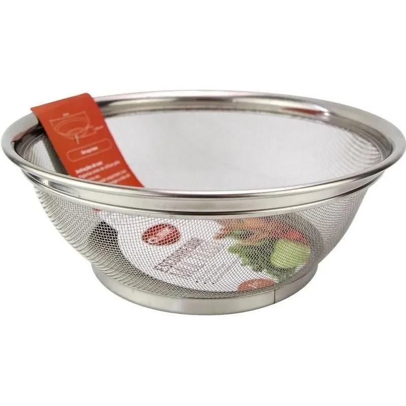 Escorredor Lavador Arroz E Massa Aço Inox Macarrão 25cm Clin