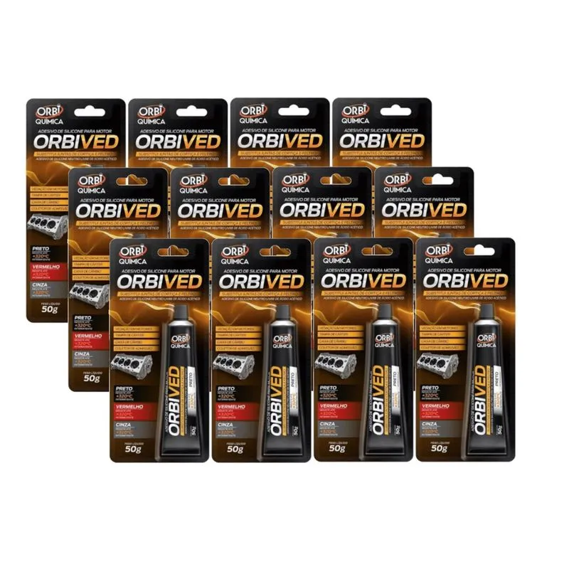 Cola silicone preto alta temperatura orbived 50G cx C/12
