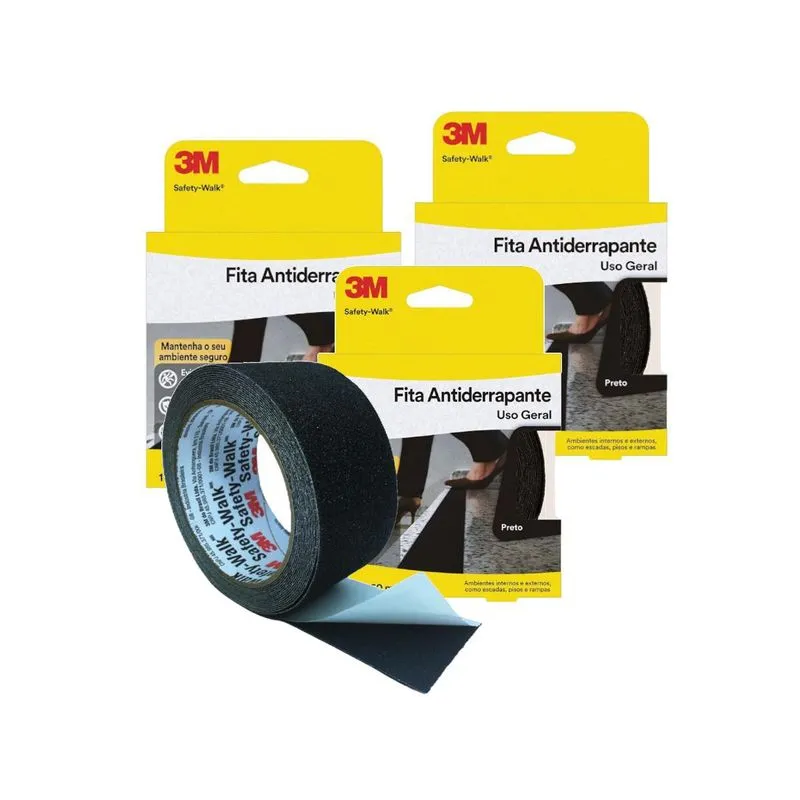 3 Fita Antiderrapante 3m Safety Walk Preta 50mm X 5 Metros
