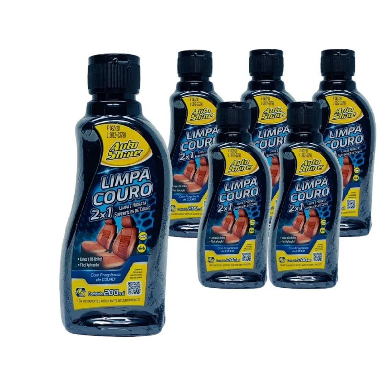 Kit 6 Limpa Couro Autoshine Renova Superficies Couro 200ml