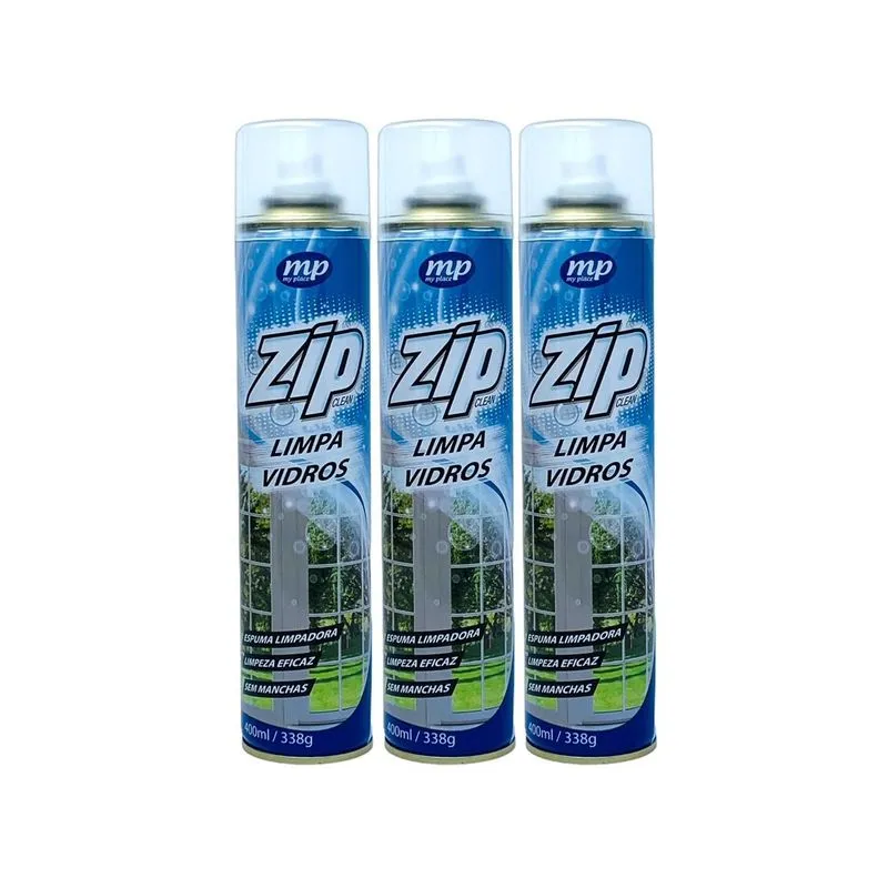 Limpa Vidros Zip Spray Espuma Eficaz Sem Manchas 400ml