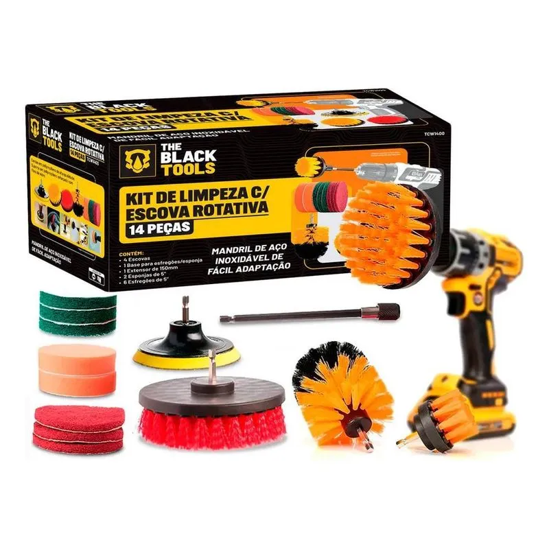 Kit 14 Escovas Rotativa Giratoria Limpeza Encaixa Uso Furade