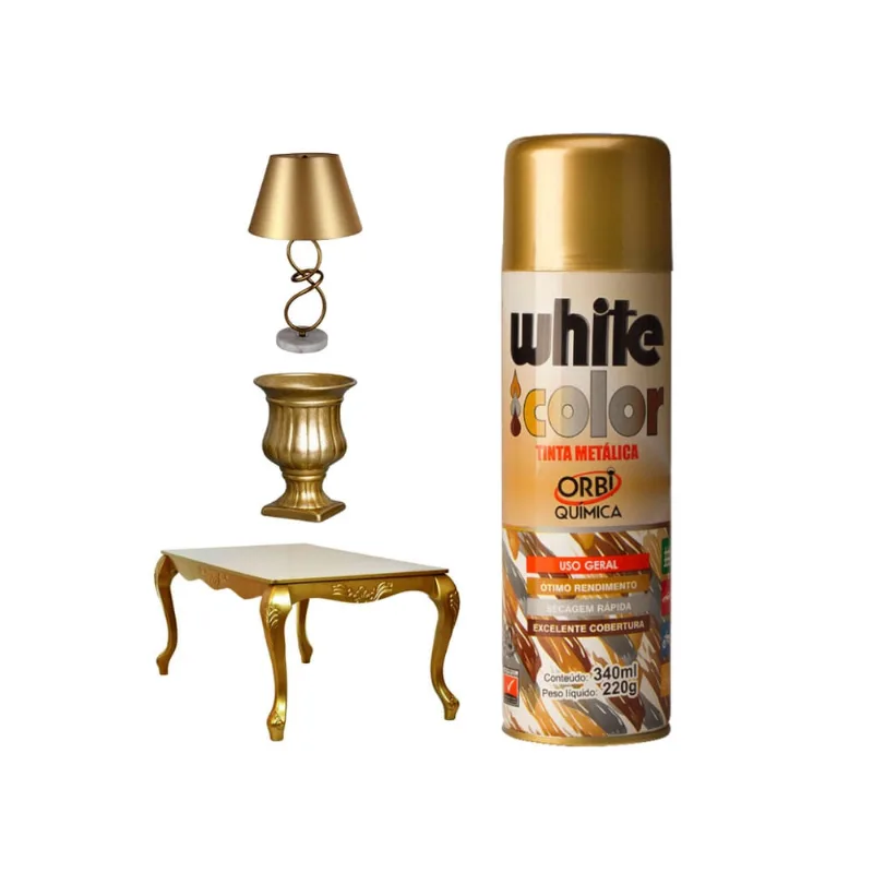 Tinta spray dourado uso geral artesanato 340ML