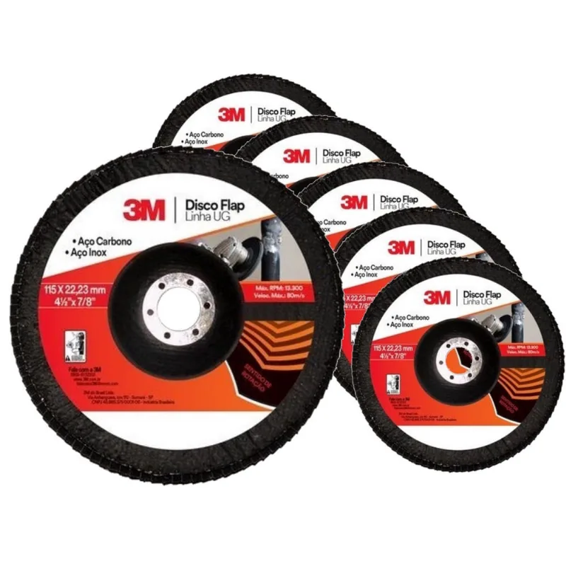 Kit 6 flap disco de uso geral 115 X 22,23MM grão 60 3M