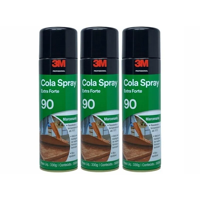 3 Cola Spray 90 Extra Forte 3m Madeira Fórmicas E Laminados