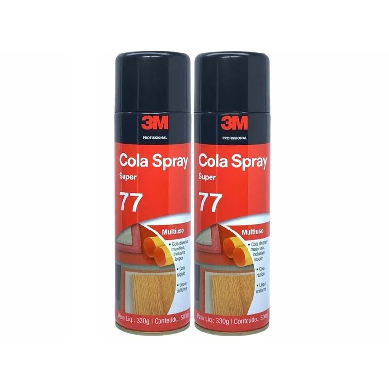 2 cola spray super 77 3M para isopor papel cortiça espuma