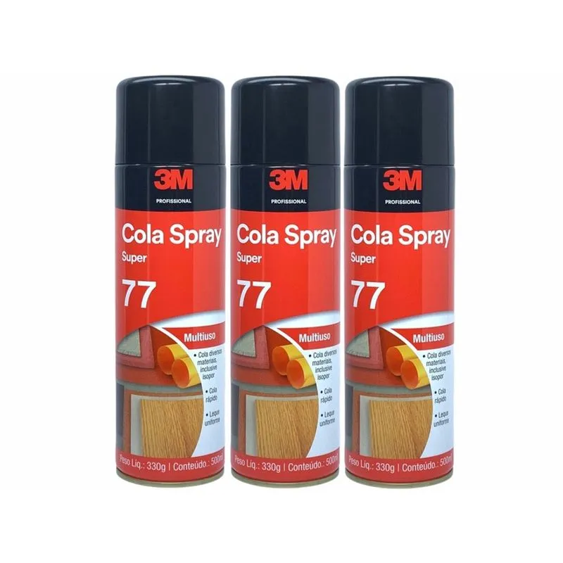 3 cola spray super 77 3M para isopor papel cortiça espuma