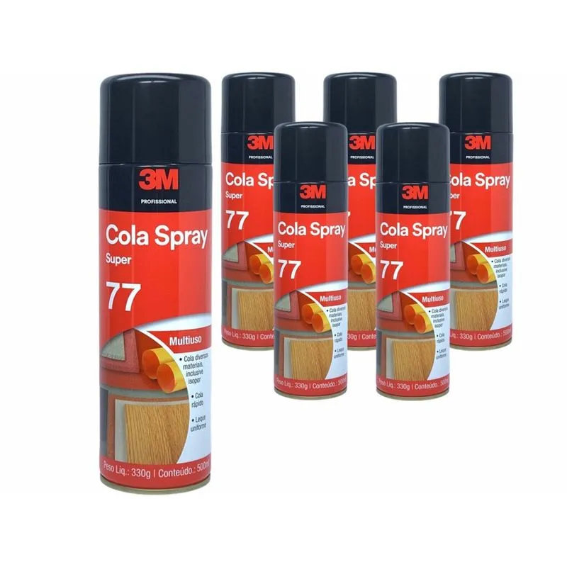 6 cola spray super 77 3M para isopor papel cortiça espuma