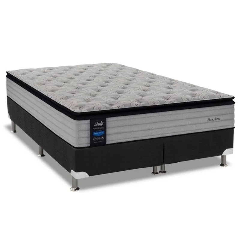 Conjunto:Colchão Sealy Posturepedic Titanium Passion +Cama Box Universal King 193