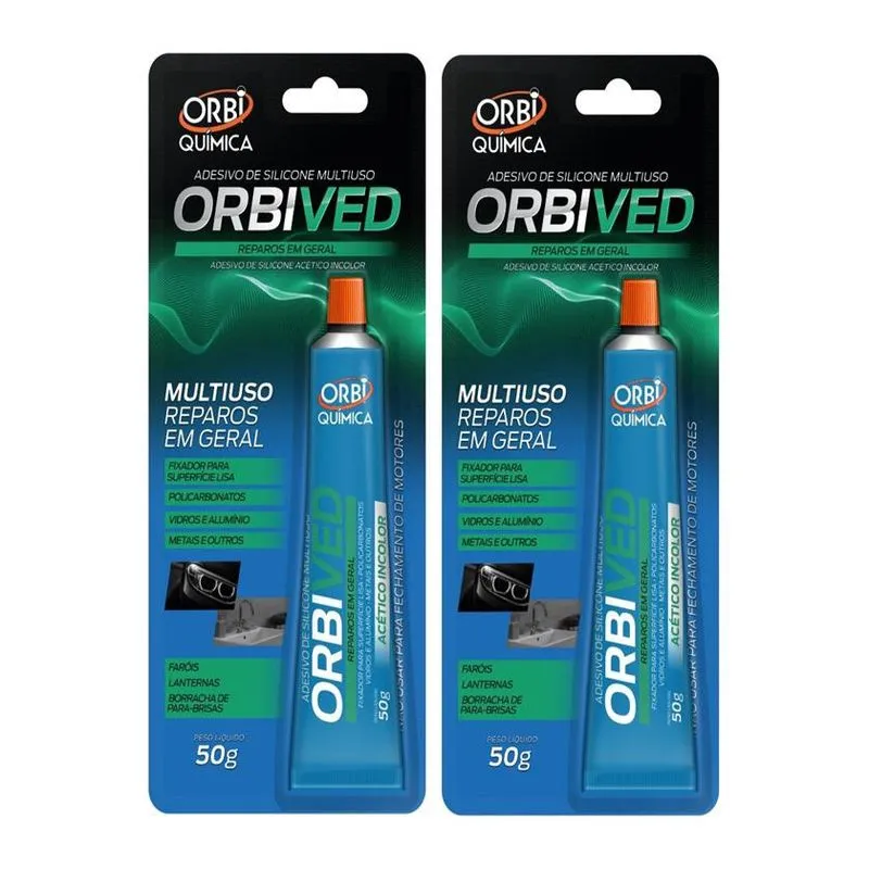 2 Cola Silicone Orbived Cola Vidro Calha Plástico Carro Casa