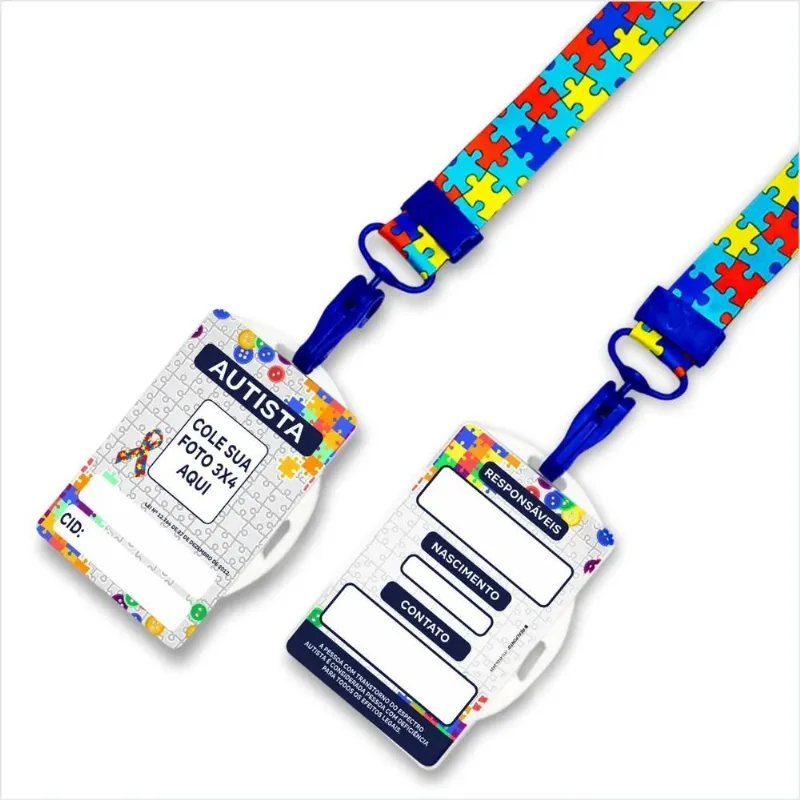 01 Crachá E Cordão De Identificação Para Autistas