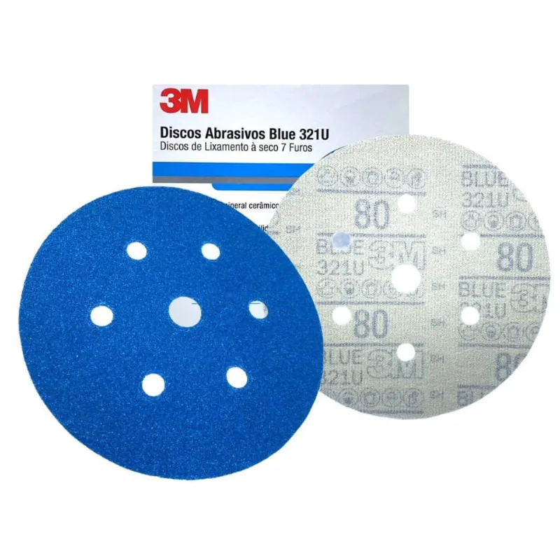 Disco Hookit 3M Blue 80 321U 152mm 7 Furos - 10 Unidades