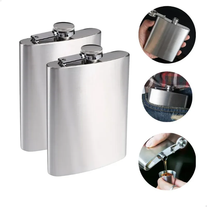 3x Kit 2 Cantil De Bolso Em Inox Porta Bebida Whisky Vodka