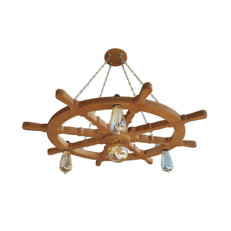 Kit 2 Lustres Luminária 85Cm Leme De Navio