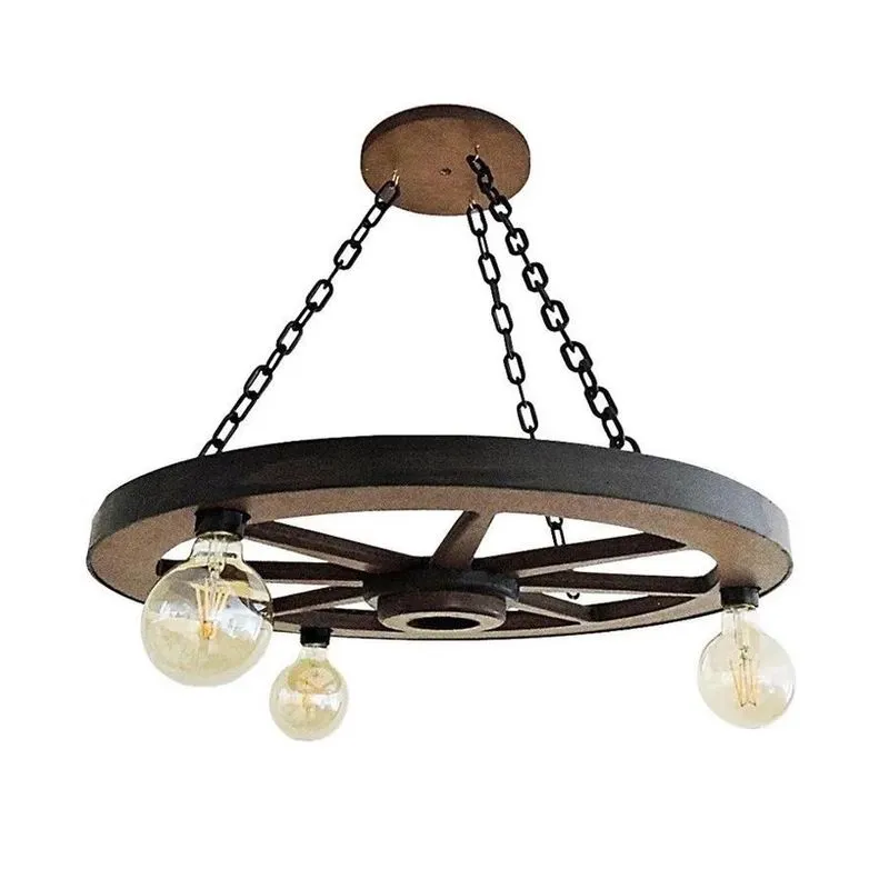 Luminária Roda De Carroça 3 Bocais 50 Cm 2 Peças 110 220 V