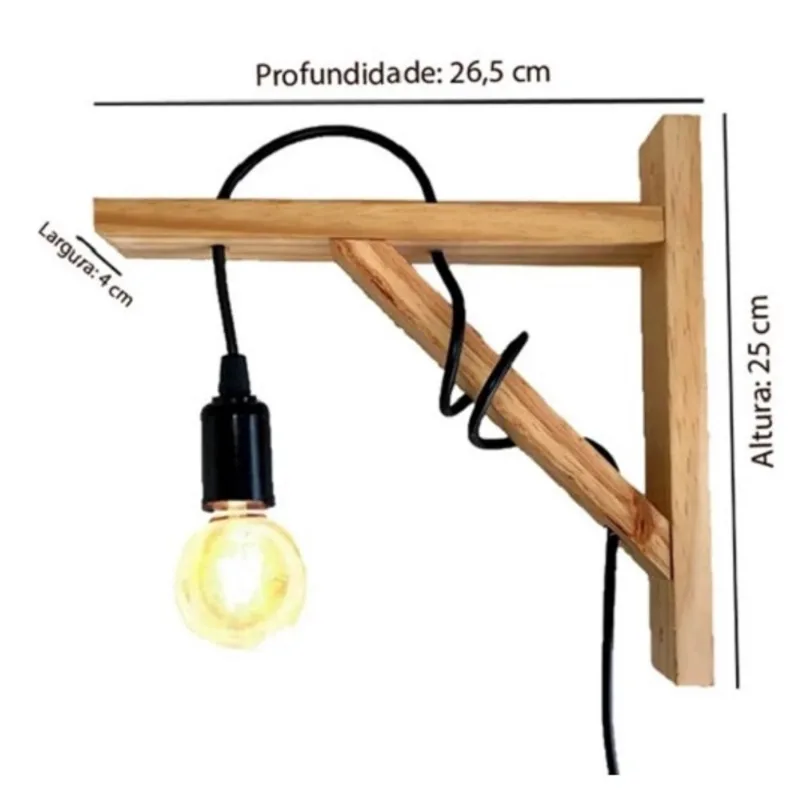 Pendente Madeira Mão Francesa Arandela Decoração Parede