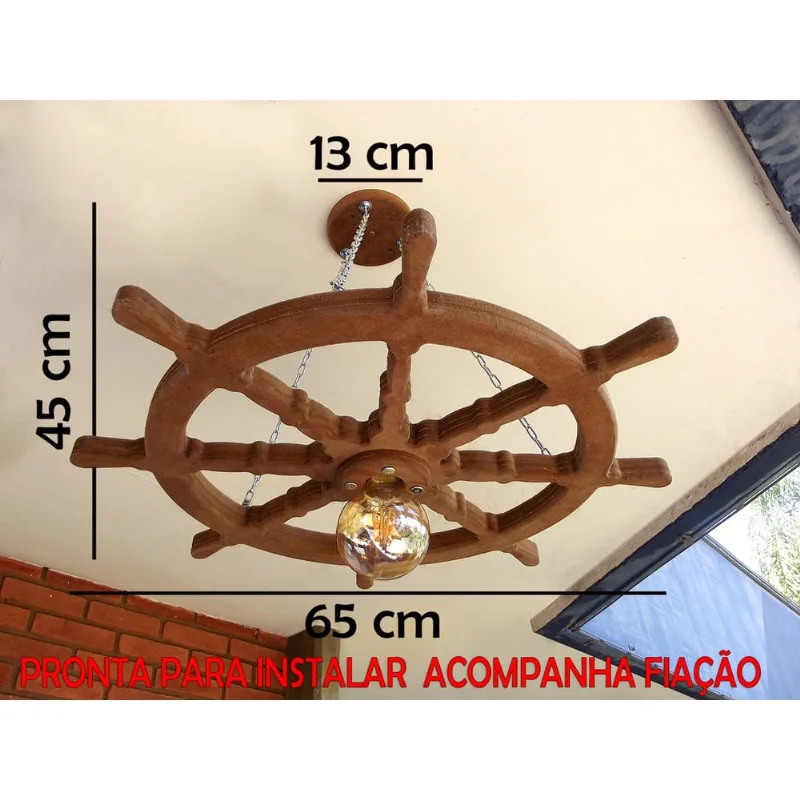 Kit 3 Lustre Luminária Pendente 65cm Leme De Navio 1B