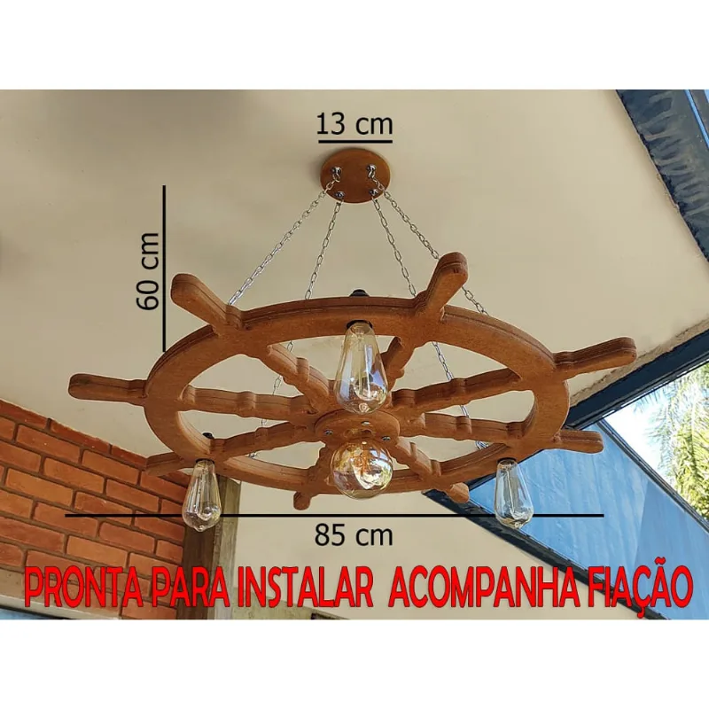 Kit 4 Lustre Luminária Pendente 85cm Leme De Navio 4B