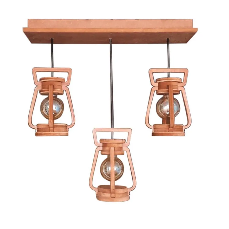 Luminária Lustre Pendente 3 Lampião 110/220 V