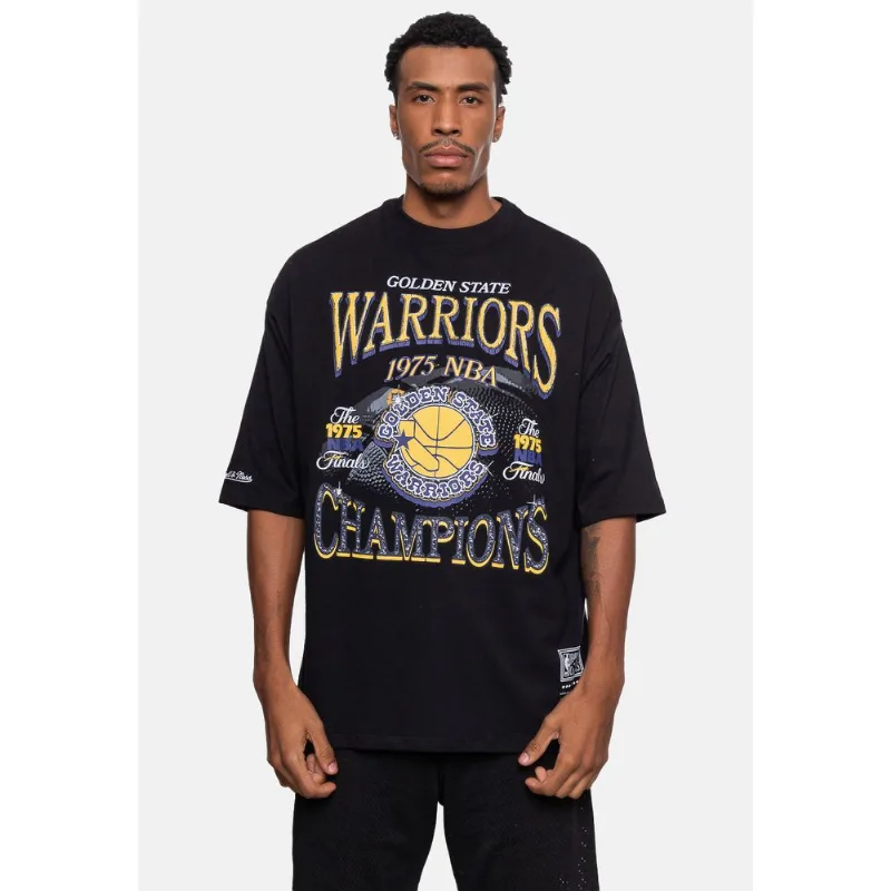 Camiseta Mitchell & Ness Oversize Golden State Warriors Preta - P