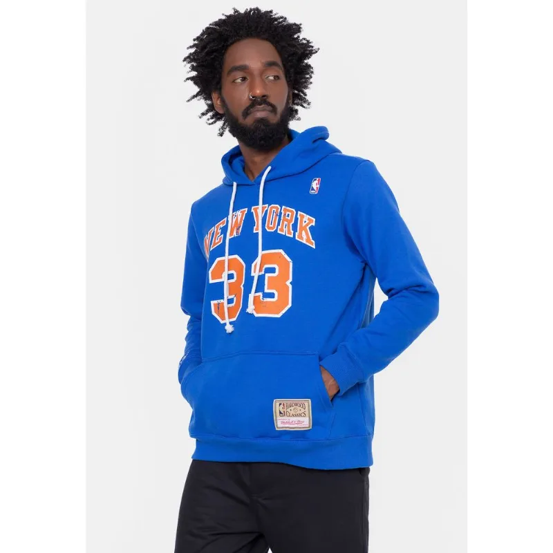 Moletom Mitchell & Ness Fechado Patrick Ewing New York Knicks Azul - G