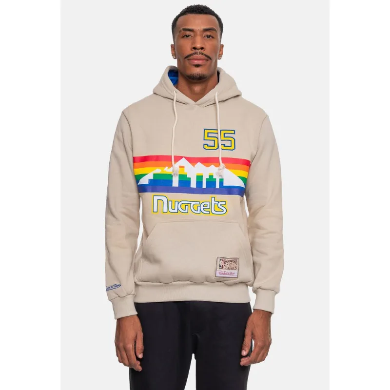 Moletom Mitchell & Ness Canguru Denver Nuggets Dikembe Mutombo Bege - P