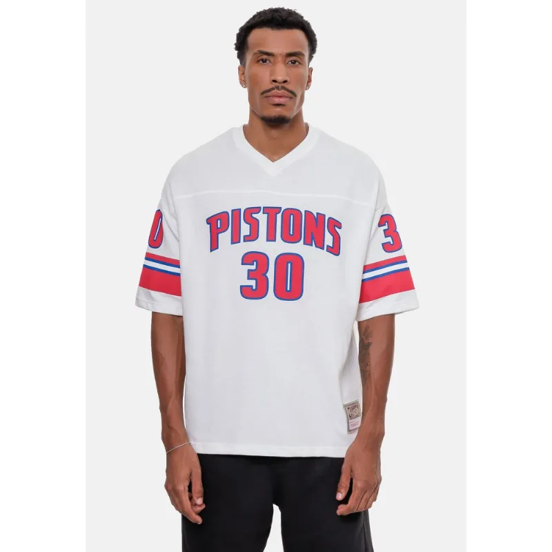 Camiseta Mitchell & Ness Detroit Pistons Oversize Especial Off White - M