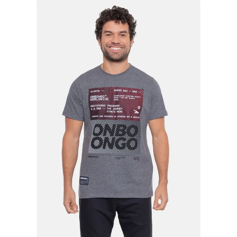 Camiseta Onbongo Estampada Grafite Mescla - M