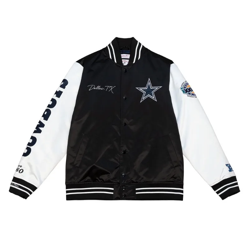 Jaqueta Mitchell & Ness NFL Dallas Cowboys Satin Preta - M