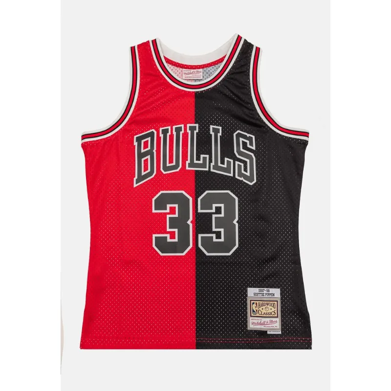 Regata Mitchell & Ness Split Swingman Jersey Chicago Bulls 1997-98 Scottie Pippen Preta - GG