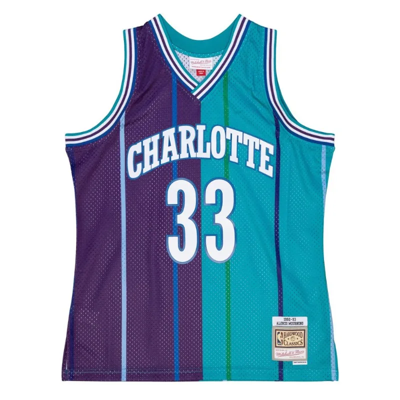 Regata Mitchell & Ness Split Swingman Jersey Charlotte Hornets 1992-93 Alonzo Mourning Azul - G