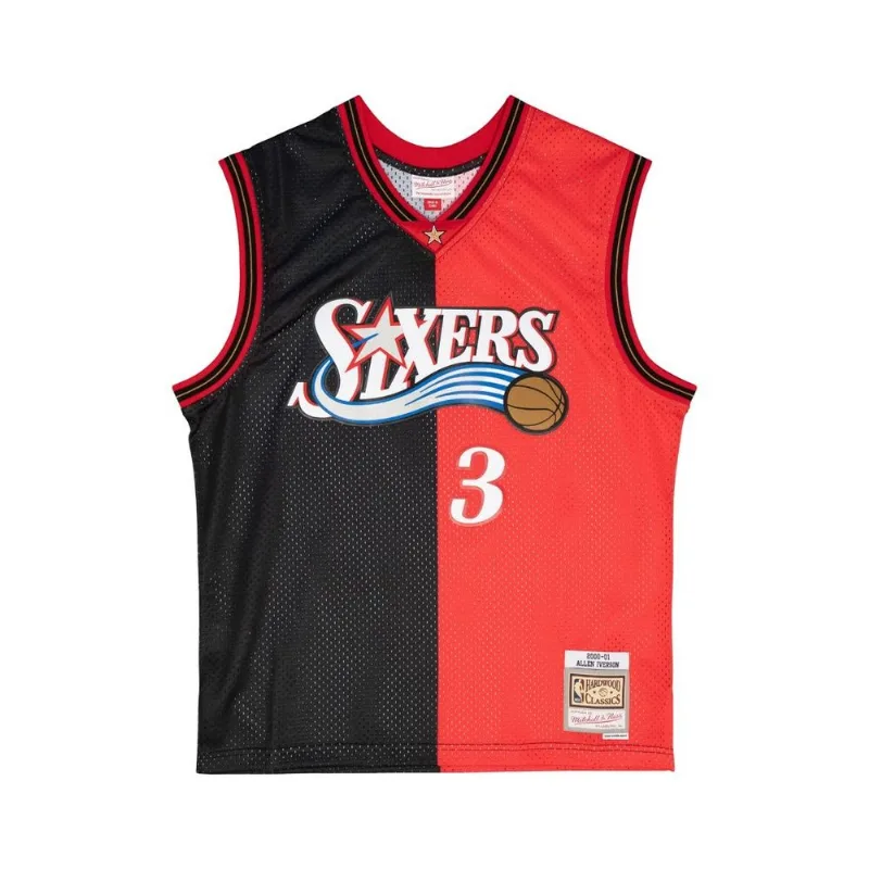 Regata Mitchell & Ness Split Swingman Jersey Philadelphia 76ers 2000-01 Allen Iverson Preta - M