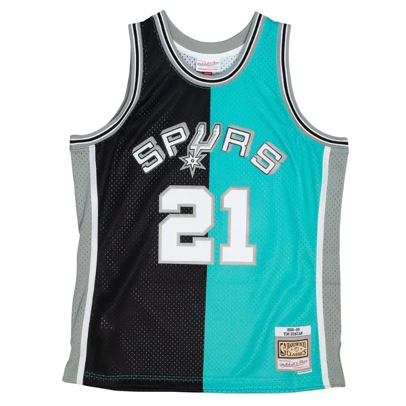 Regata Mitchell & Ness Split Swingman Jersey San Antonio Spurs 1998-99 Tim Duncan Preta - M