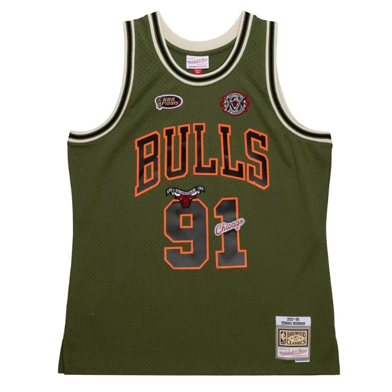 Regata Mitchell & Ness Flight Swingman Jersey Chicago Bulls 1997-98 Dennis Rodman Verde - G