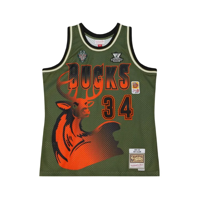 Regata Mitchell & Ness Flight Swingman Jersey Milwaukee Bucks 1996-97 Ray Allen Verde - G