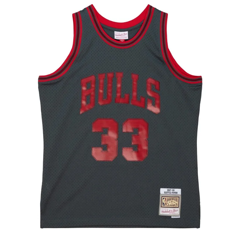 Regata Mitchell & Ness Space Knit Swingman Jersey Chicago Bulls 1997-98 Scottie Pippen Cinza - G