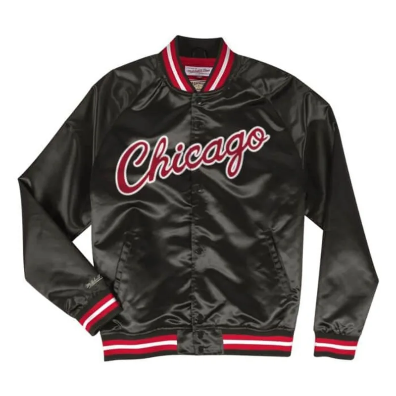 Jaqueta Mitchell & Ness Lightweight Satin Jacket Chicago Bulls Preta - G