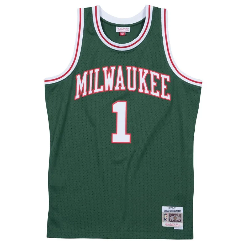 Regata Mitchell & Ness Swingman Jersey Milwaukee Bucks 1970-71 Oscar Robertson Verde Escuro - Plus P