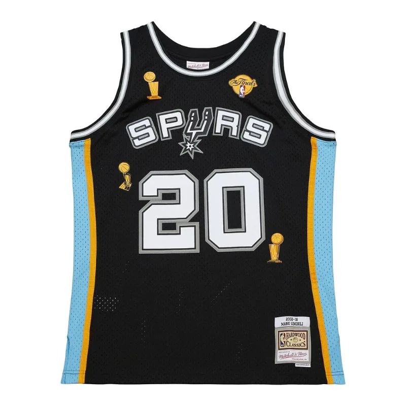 Regata Mitchell & Ness Number Retirement Swingman Jersey San Antonio Spurs 2002-18 Manu Ginobili Preta - P